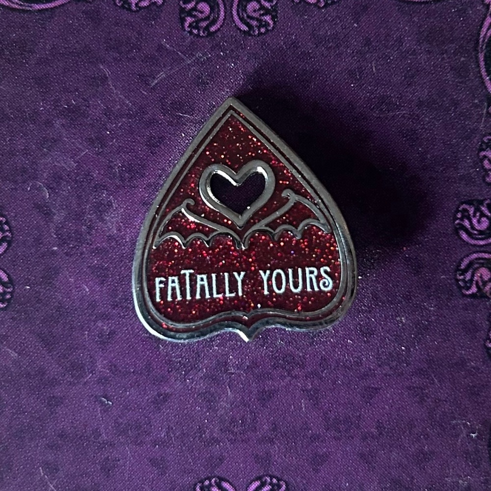 Fatally Yours Ouija Planchette Enamel Pin from The Pickety Witch